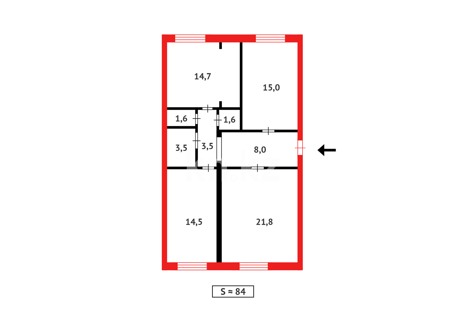 Продажа 3-комнатной квартиры, 84 м², ул. Абая - Продажа  трехкомнатных квартир в Караганде с фото фото 20 из 20