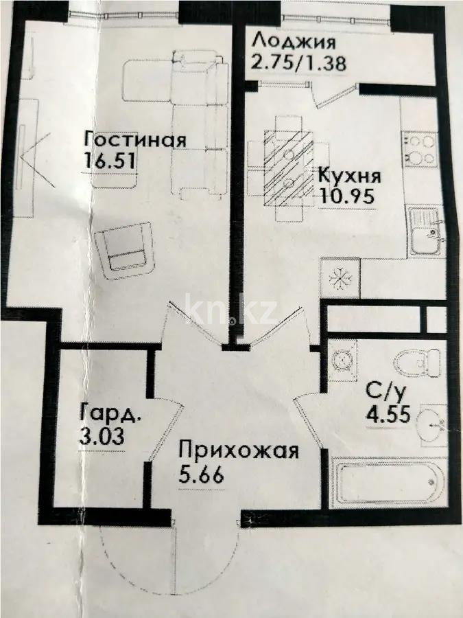 Продажа 1-комнатной квартиры, 42.08 м² в Алматы