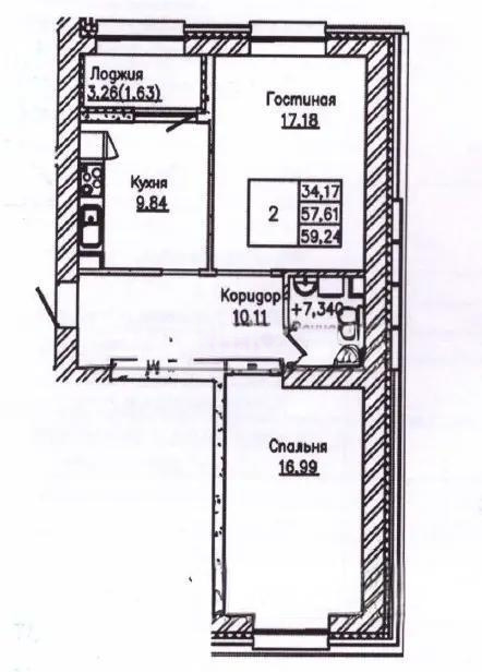 Продажа 2-комнатной квартиры, 59.24 м², ул. Сыганак, дом  12 стр в Астане