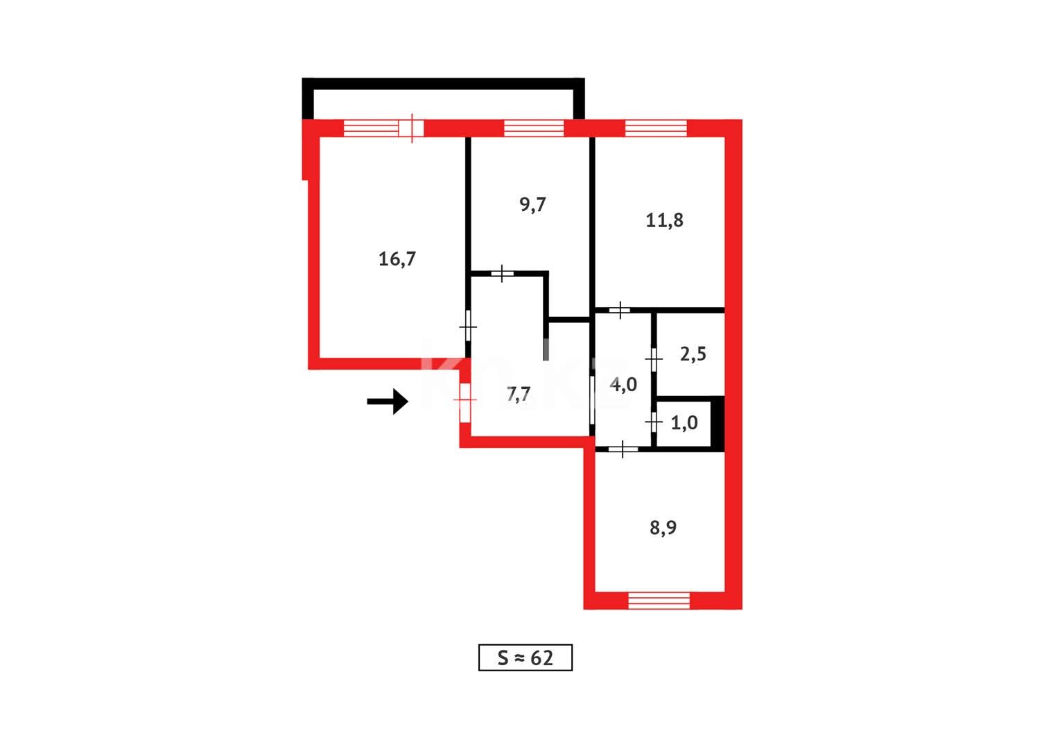 Продажа 3-комнатной квартиры, 62 м², мкр-н Мамраева (Восток-5) в Караганде - фото 16