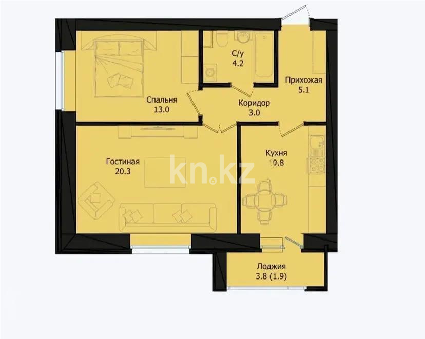 Продажа 2-комнатной квартиры, 58 м² - Продажа двухкомнатных квартир от собственников в Астане - страница 87 фото 1 из 1