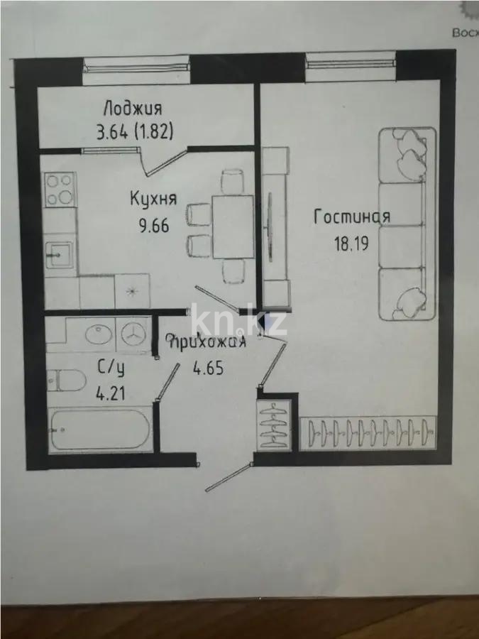 Продажа 1-комнатной квартиры, 38.53 м², ул. Нажимеденова, дом  30/1 - Продажа  однокомнатных квартир в Астане с фото фото 3 из 3
