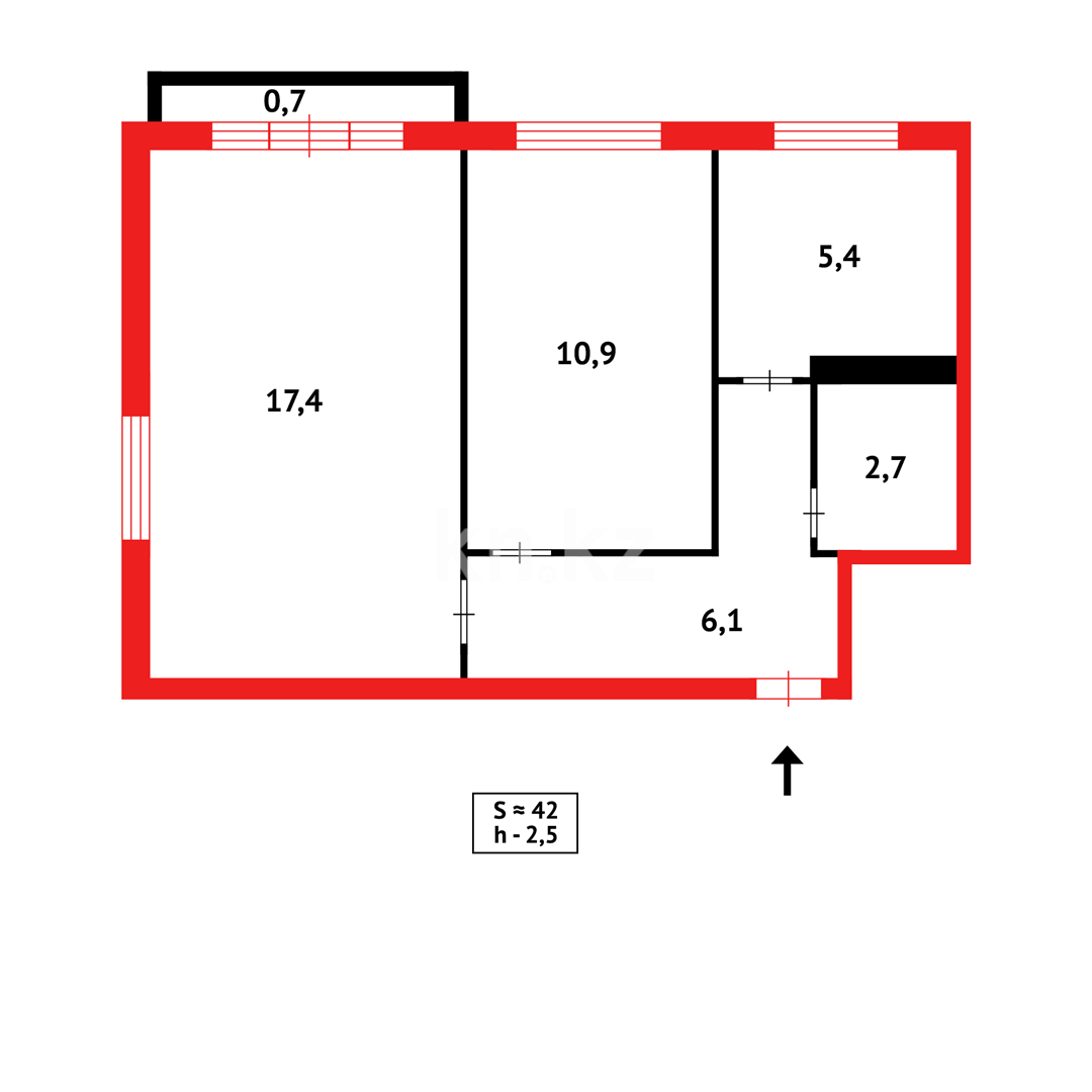 Продажа 2-комнатной квартиры, 43 м² в Караганде