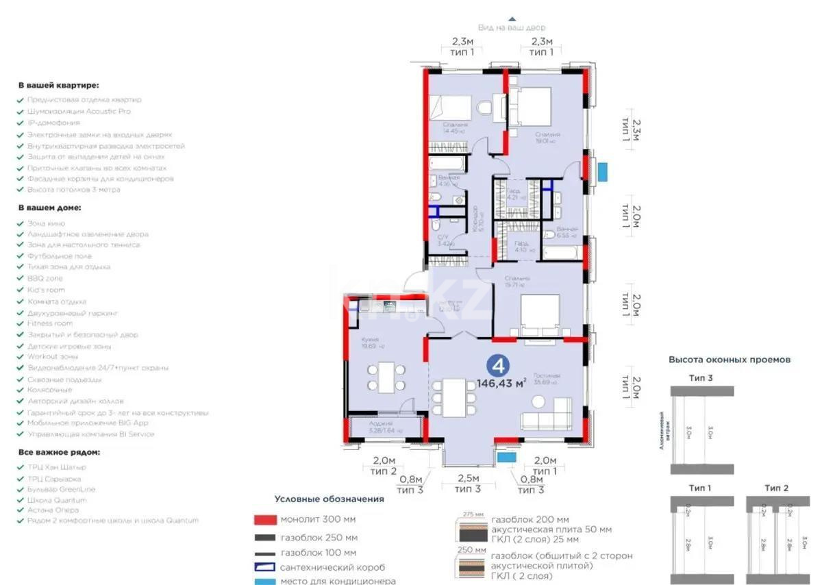 Продажа 4-комнатной квартиры, 146 м², ул. Мухамедханова, дом  6/1 стр - Продажа  четырехкомнатных квартир в новостройках Астаны фото 1 из 1