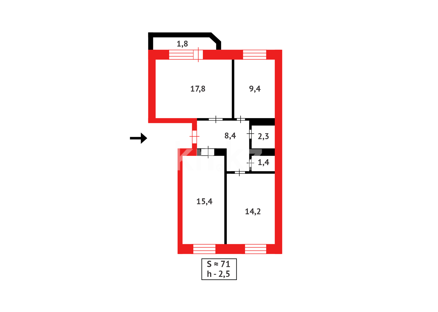 Продажа 3-комнатной квартиры, 70.7 м² в Астане - фото 14