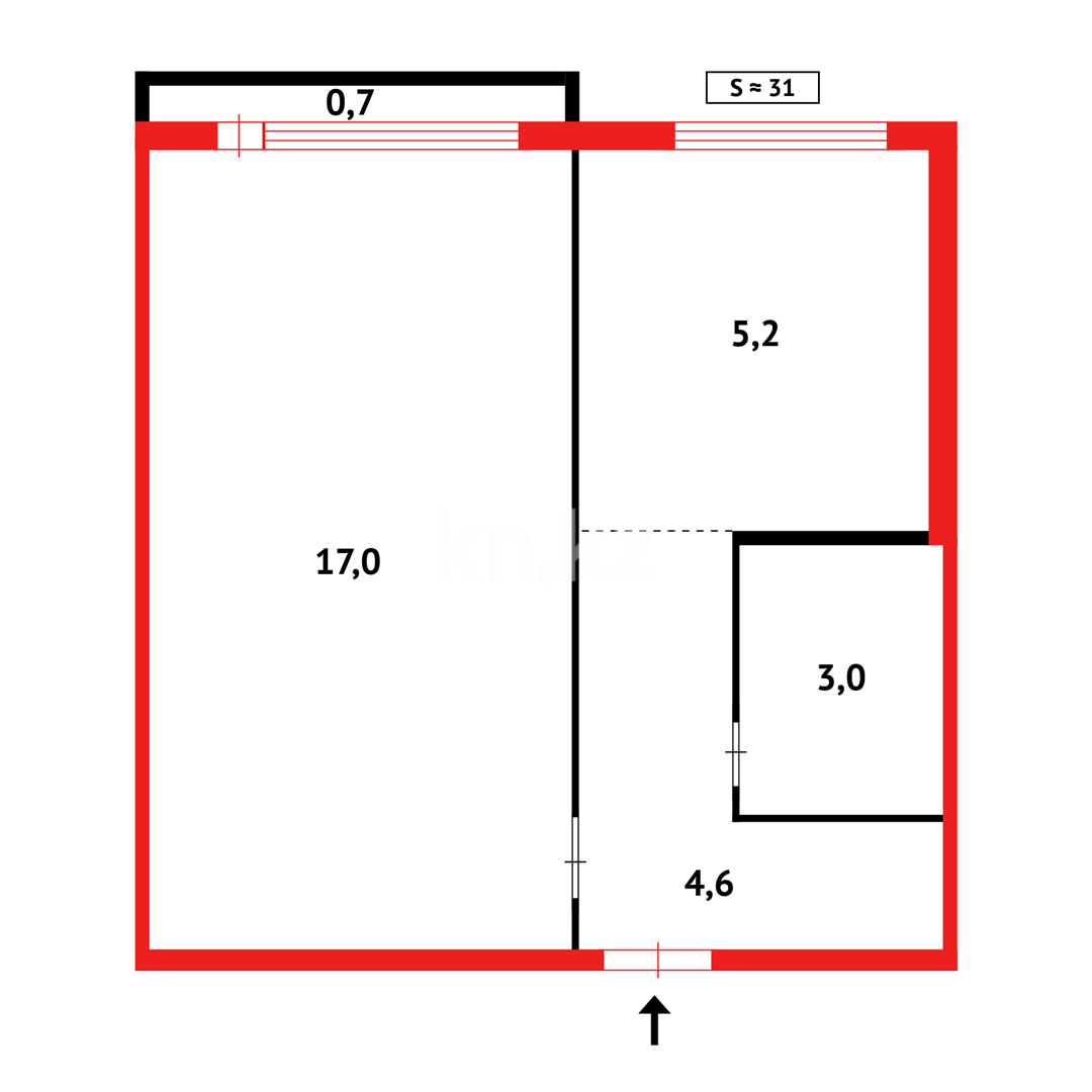 Продажа 1-комнатной квартиры, 31 м², мкр-н 17 - Продажа квартир в Караганде фото 5 из 5