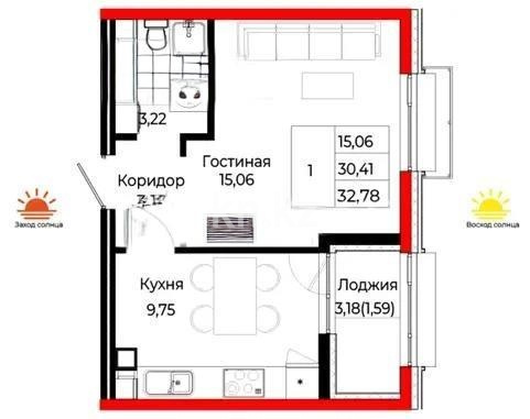 Продажа 1-комнатной квартиры, 32.7 м² - Продажа однокомнатных квартир в Казахстане - страница 9 фото 1 из 1
