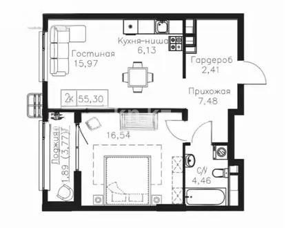 Продажа 2-комнатной квартиры, 55.3 м², пр. Мангилик Ел, дом  63/1 - Продажа квартир в новостройках Астаны без посредников фото 1 из 1