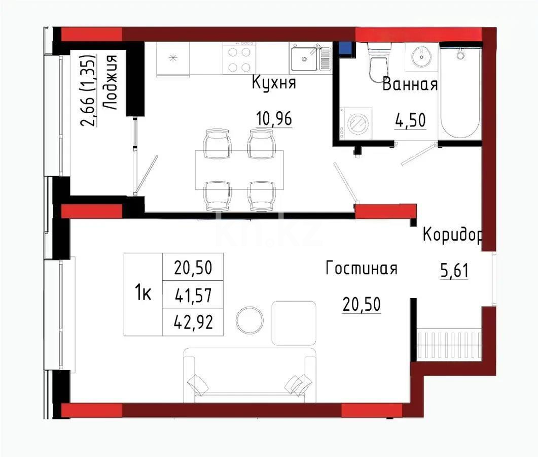 Продажа 1-комнатной квартиры, 43 м², пр. Улы Дала, дом  28 стр - Продажа  однокомнатных квартир в Астане фото 1 из 1