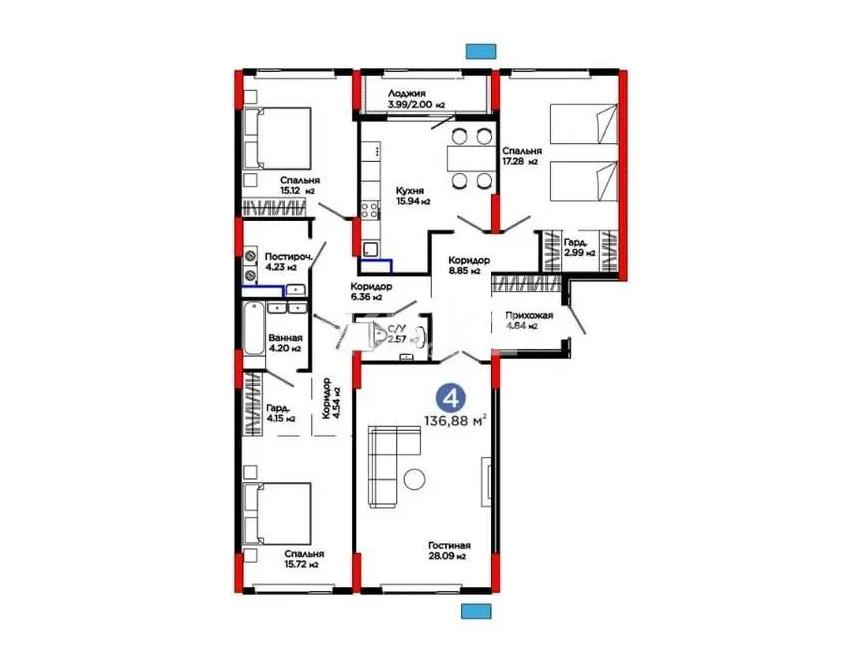 Продажа 4-комнатной квартиры, 137 м² - Продажа недвижимости в Астане - страница 6 фото 1 из 1