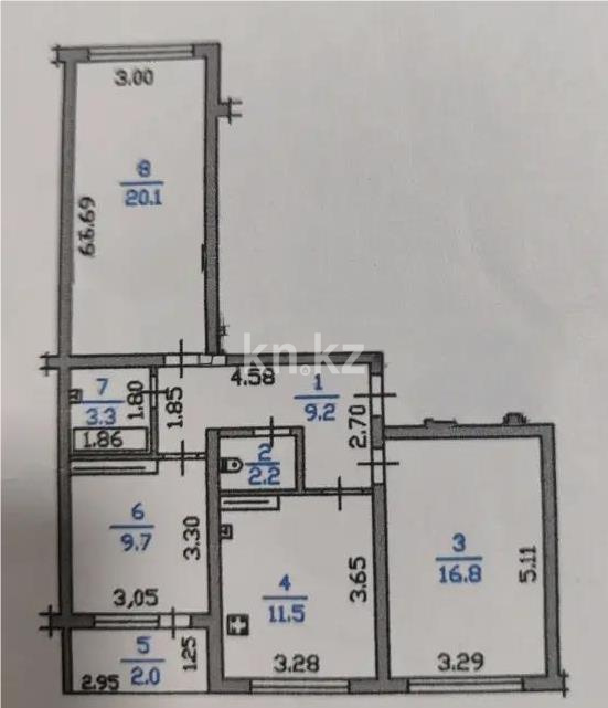 Продажа 3-комнатной квартиры, 74.8 м², мкр. Саялы, дом  45 - Продажа  трехкомнатных квартир в Алматы фото 7 из 7