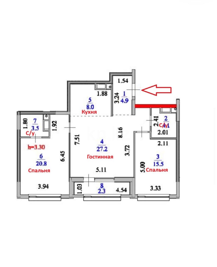 Продажа 3-комнатной квартиры, 86.3 м² в Астане - фото 2