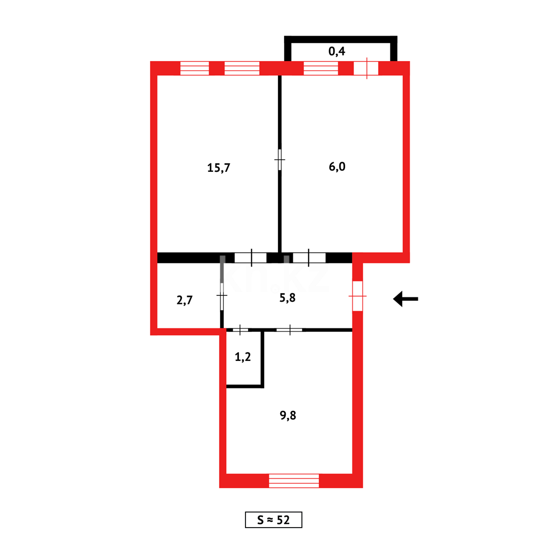Продажа 2-комнатной квартиры, 52 м², ул. Чкалова в Караганде - фото 20