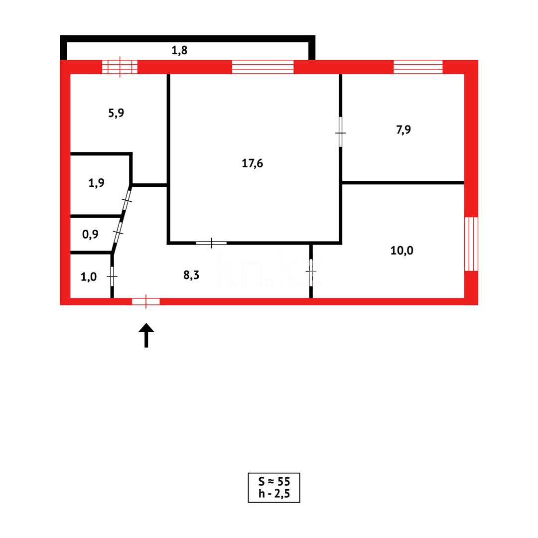Продажа 3-комнатной квартиры, 55 м² - Продажа квартир в блочном доме в Темиртау - страница 12 фото 8 из 8