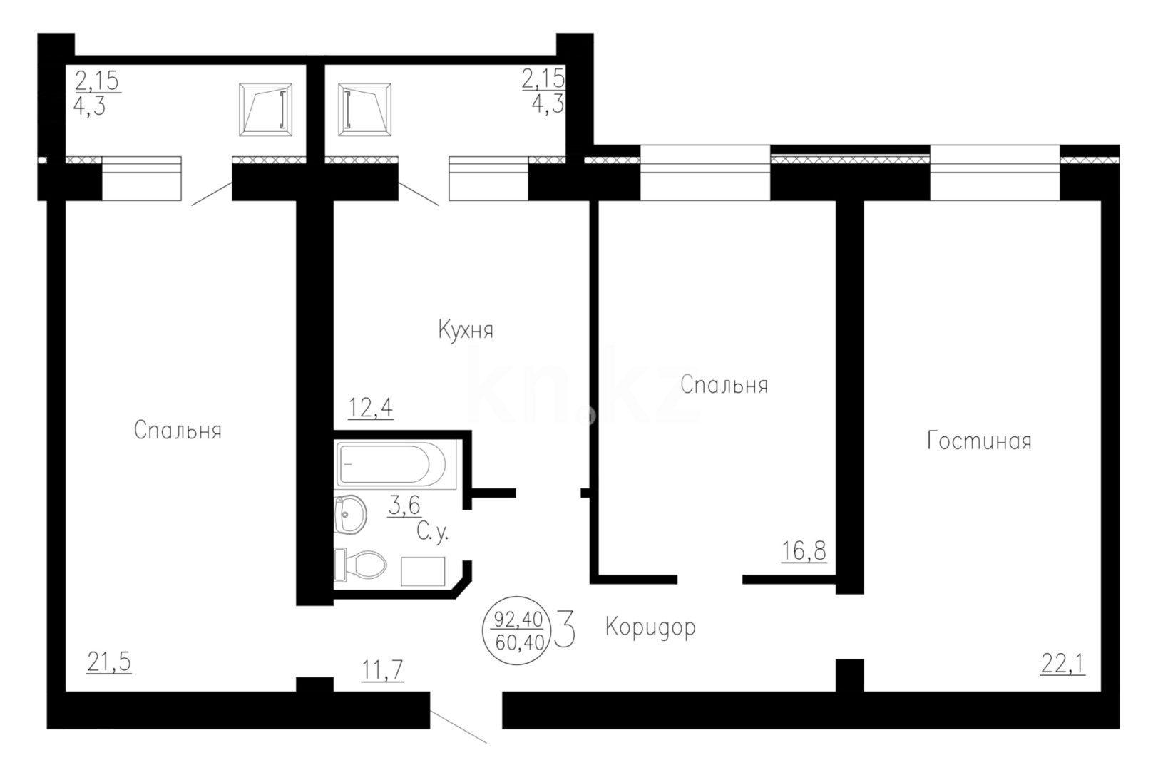 Продажа 3-комнатной квартиры, 90 м² - Продажа трехкомнатных квартир в Караганде фото 20 из 20