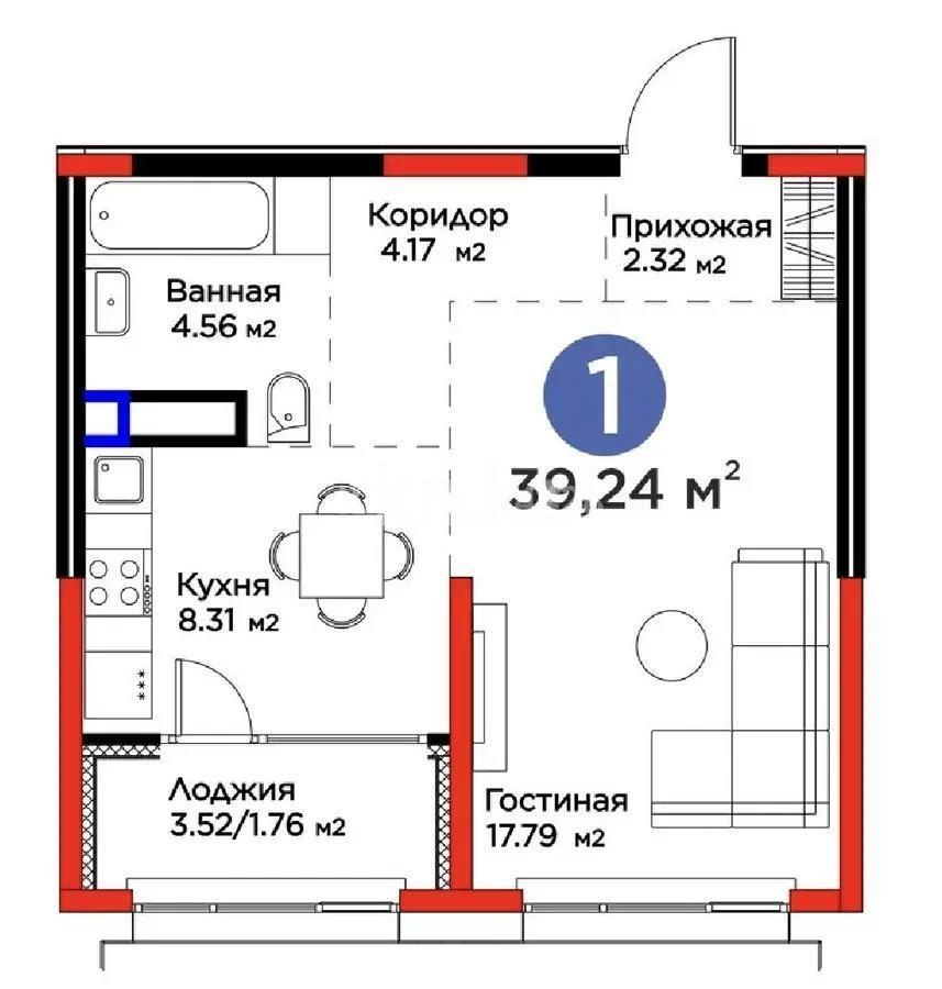Продажа 1-комнатной квартиры, 39 м² в Алматы