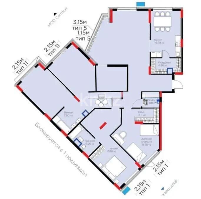 Продажа 5-комнатной квартиры, 179.82 м² в Астане