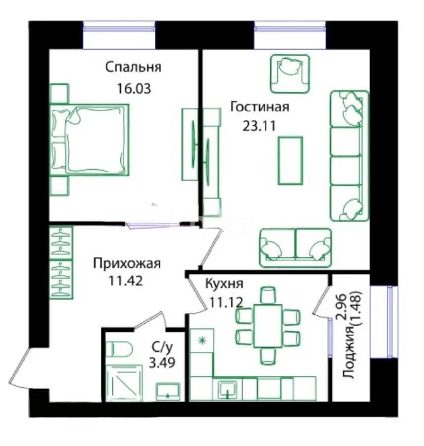 Продажа 2-комнатной квартиры, 66.65 м², ул. Е-15, дом  16 в Астане