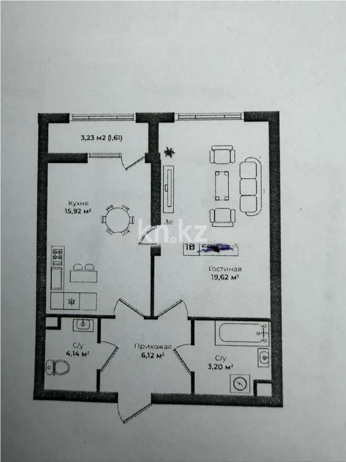 Продажа 2-комнатной квартиры, 51.8 м², пр. Абая, дом  118 - Продажа  двухкомнатных квартир в Алматы фото 1 из 1