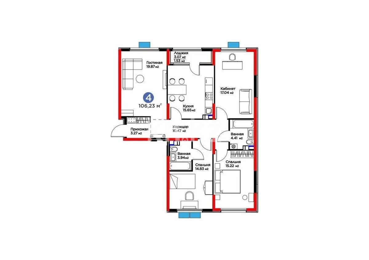 Продажа 4-комнатной квартиры, 106.23 м² - Продажа недвижимости в Казахстане - страница 23 фото 9 из 9