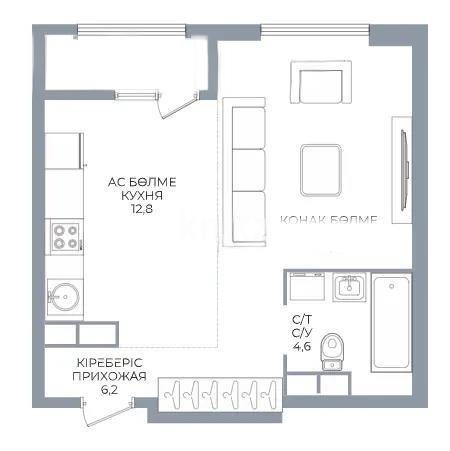 Продажа 1-комнатной квартиры, 42 м², ул. Сатпаева, дом  90/55б - Аренда квартир помесячно в Костанае фото 1 из 1