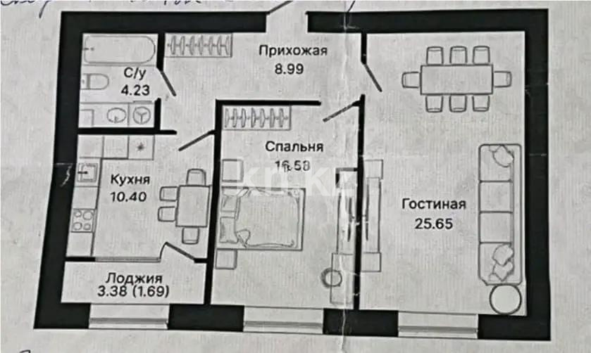 Продажа 2-комнатной квартиры, 66 м² в Астане