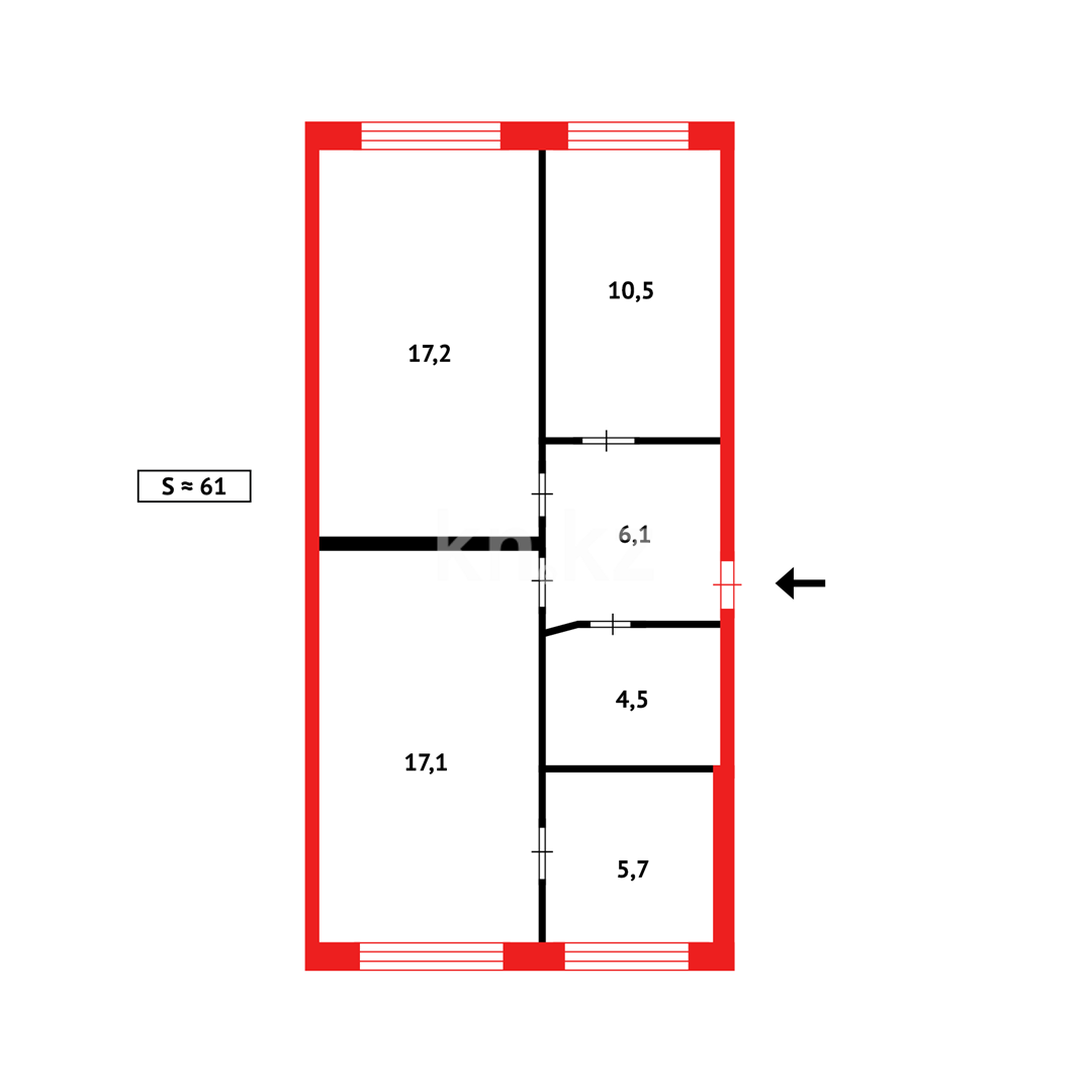 Продажа 3-комнатной квартиры, 62 м², мкр-н 19, дом  74 - Продажа квартир в Караганде фото 19 из 19