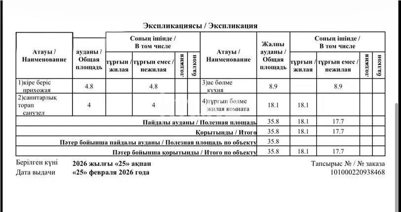 Продажа 1-комнатной квартиры, 35.8 м² в Астане - фото 2