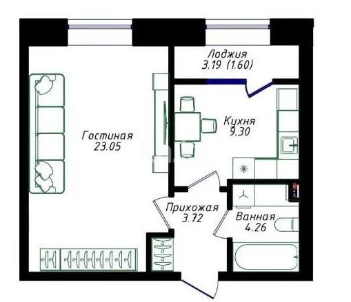 Продажа 1-комнатной квартиры, 41.92 м², ул. Молдагалиева, дом  6г в Астане