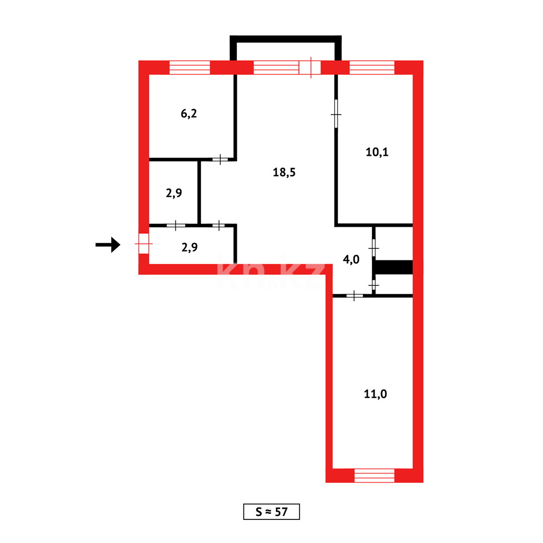 Продажа 3-комнатной квартиры, 56 м², пр. Момышулы в Темиртау - фото 10