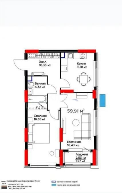 Продажа 2-комнатной квартиры, 60 м², пр. Туран, дом  55/5 - Продажа  двухкомнатных квартир в новостройках Астаны без посредников фото 1 из 1