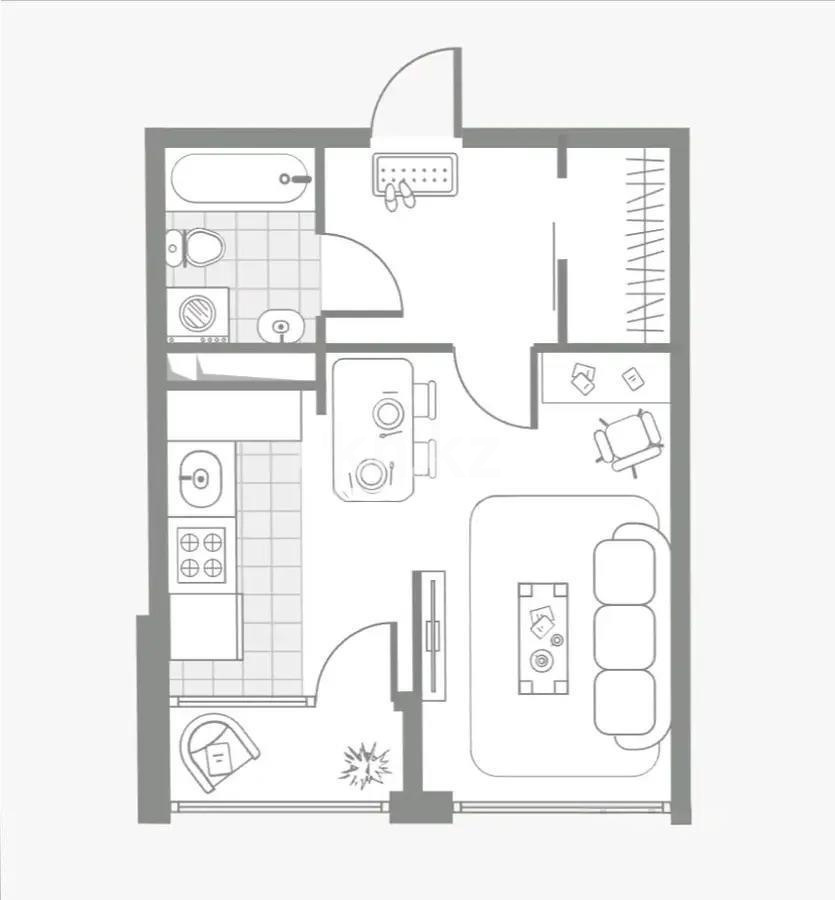 Продажа 1-комнатной квартиры, 35.6 м², пр. Алатау, дом  12а/1 - Продажа квартир в Алматы без посредников с фото фото 1 из 1