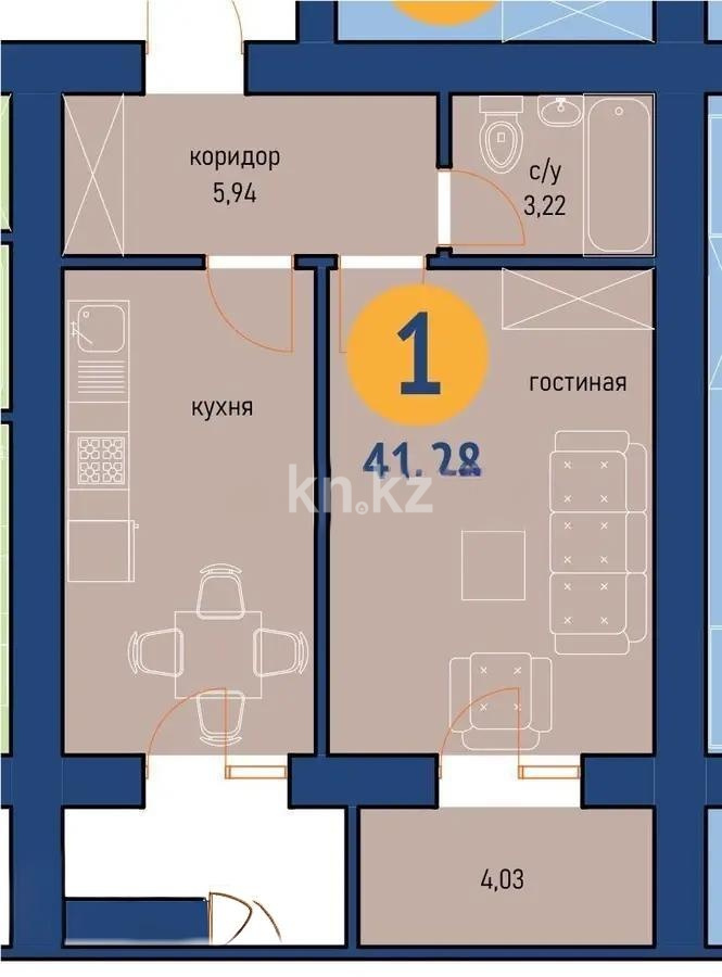 Продажа 2-комнатной квартиры, 42 м² в Астане