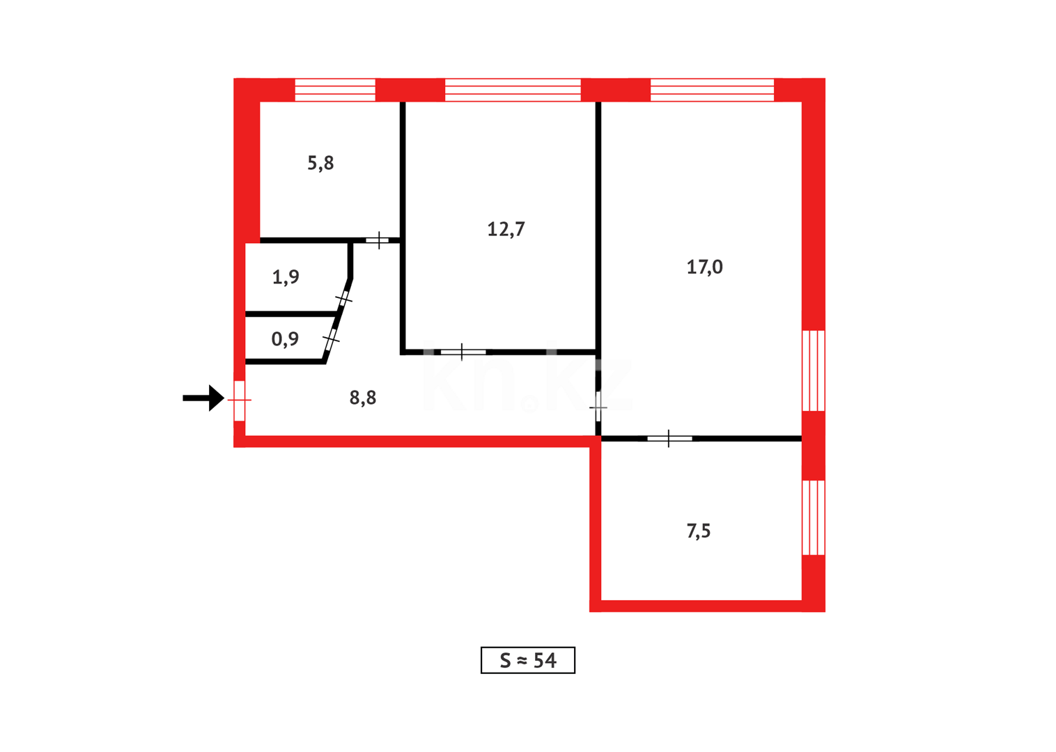 Продажа 3-комнатной квартиры, 54 м² - Недвижимость в Темиртау фото 14 из 14