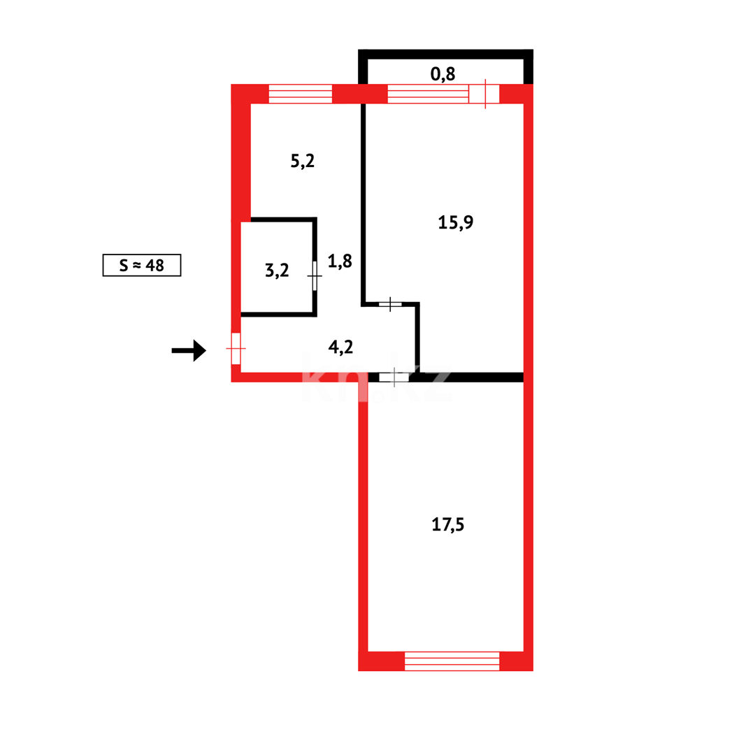 Продажа 2-комнатной квартиры, 49 м², мкр-н 7 в Темиртау - фото 12
