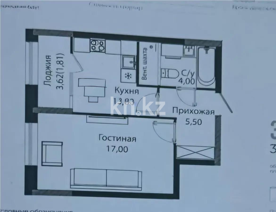 Продажа 1-комнатной квартиры, 37 м², ул. Бухар жырау, дом  12/2 - Продажа  однокомнатных квартир в новостройках Астаны без посредников с фото фото 1 из 1