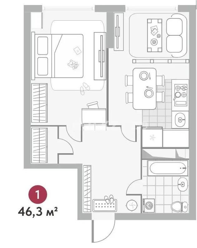 Продажа 1-комнатной квартиры, 46.3 м² - Продажа однокомнатных квартир в Алматы - страница 26 фото 1 из 1