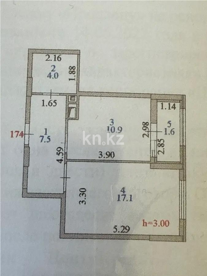 Продажа 1-комнатной квартиры, 41.1 м² в Астане