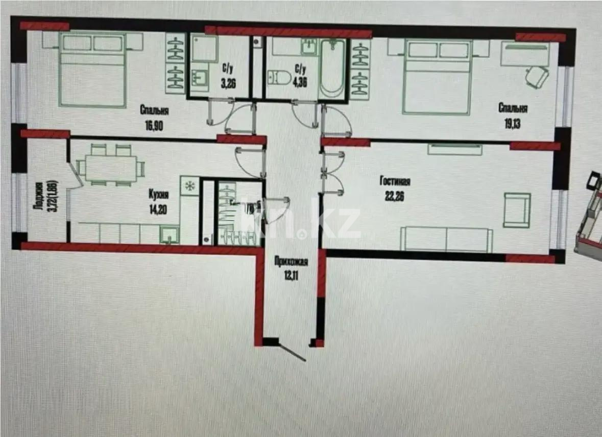 Продажа 3-комнатной квартиры, 97 м² в Астане