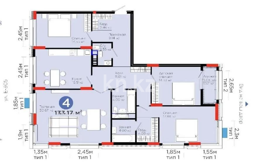 Продажа 4-комнатной квартиры, 133 м², ул. Е-899, дом  3 - Продажа  четырехкомнатных квартир в новостройках Астаны фото 1 из 1