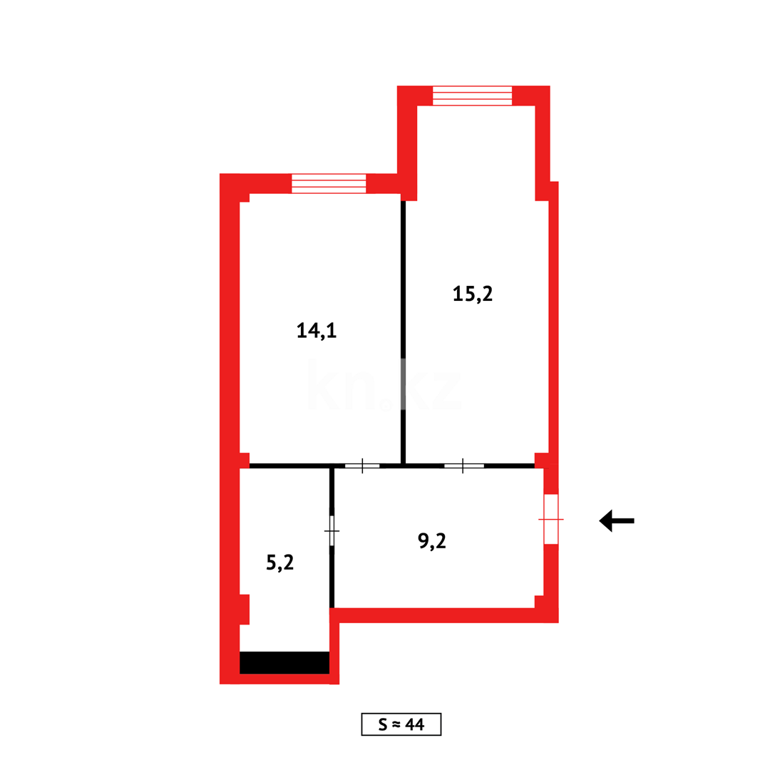 Продажа 1-комнатной квартиры, 44 м², ул. Иманова - Продажа жилой и коммерческой недвижимости в Астане фото 7 из 7