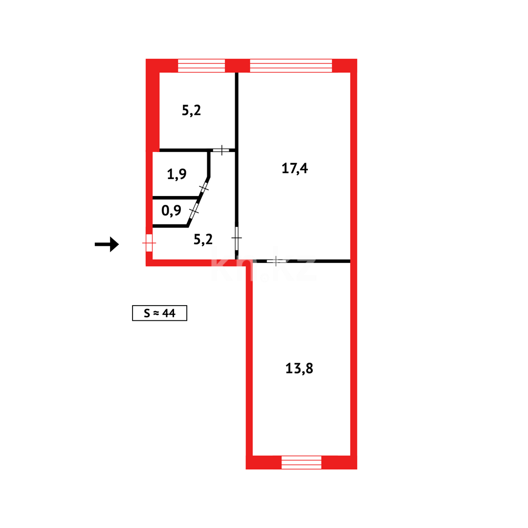 Продажа 2-комнатной квартиры, 44 м², пр. Строителей, дом  1б - Продажа квартир в Темиртау фото 12 из 12