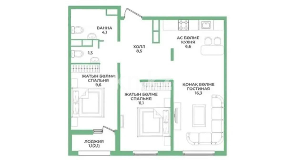 Продажа 3-комнатной квартиры, 59 м², пр. Райымбека, дом  590/13 - Продажа квартир в Алматы фото 1 из 1