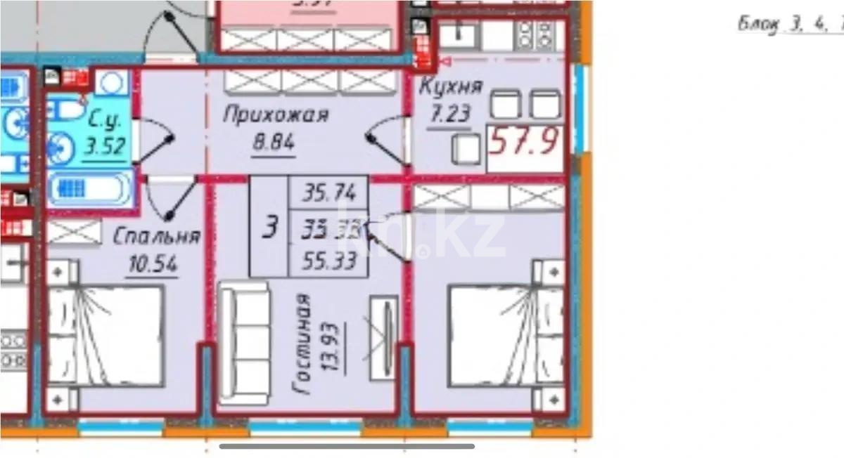 Продажа 3-комнатной квартиры, 58 м², ул. Байге, дом  12а/1 - Аренда квартир помесячно в Алматинской области фото 1 из 1
