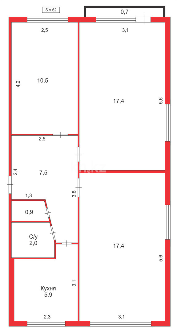 Продажа 3-комнатной квартиры, 63 м², ул. Орлова - Продажа  трехкомнатных квартир в Караганде с фото фото 9 из 9