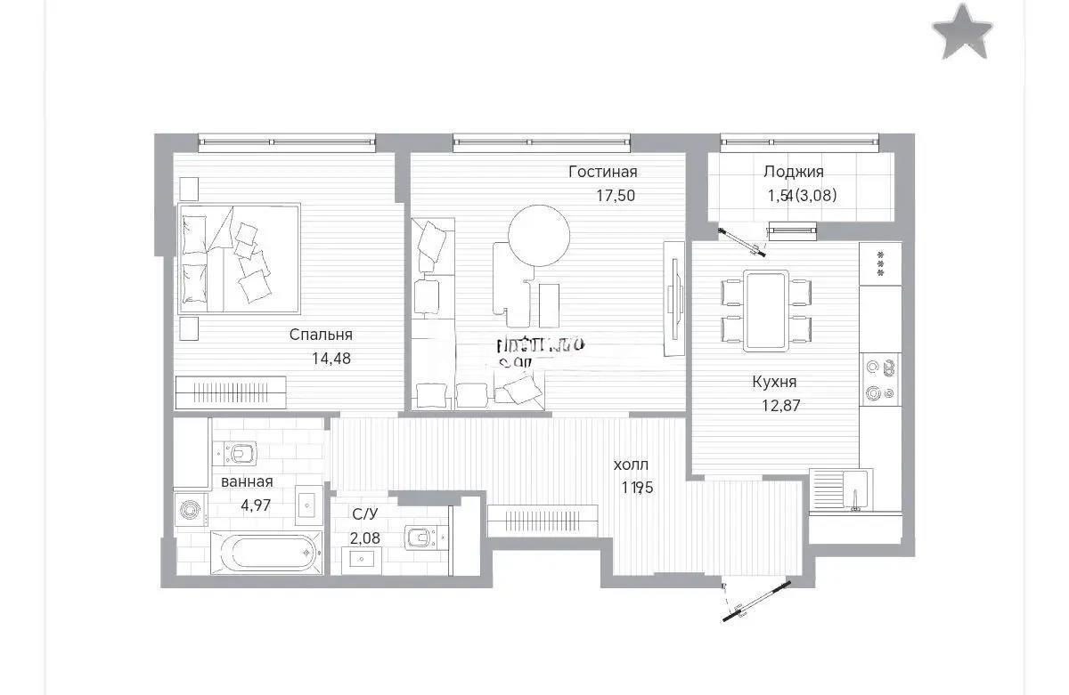 Продажа 2-комнатной квартиры, 66 м², пр. Туран, дом  39 - Продажа  двухкомнатных квартир в Астане с фото фото 5 из 5