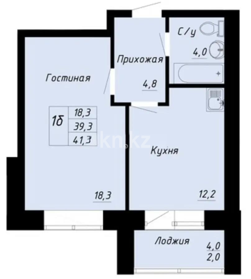Продажа 1-комнатной квартиры, 41.3 м² - Продажа однокомнатных квартир в монолитно-каркасном доме в Астане - страница 3 фото 1 из 1