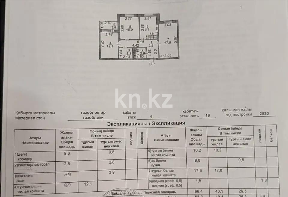 Продажа 3-комнатной квартиры, 68 м² - Продажа  трехкомнатных квартир в Караганде без посредников фото 7 из 7