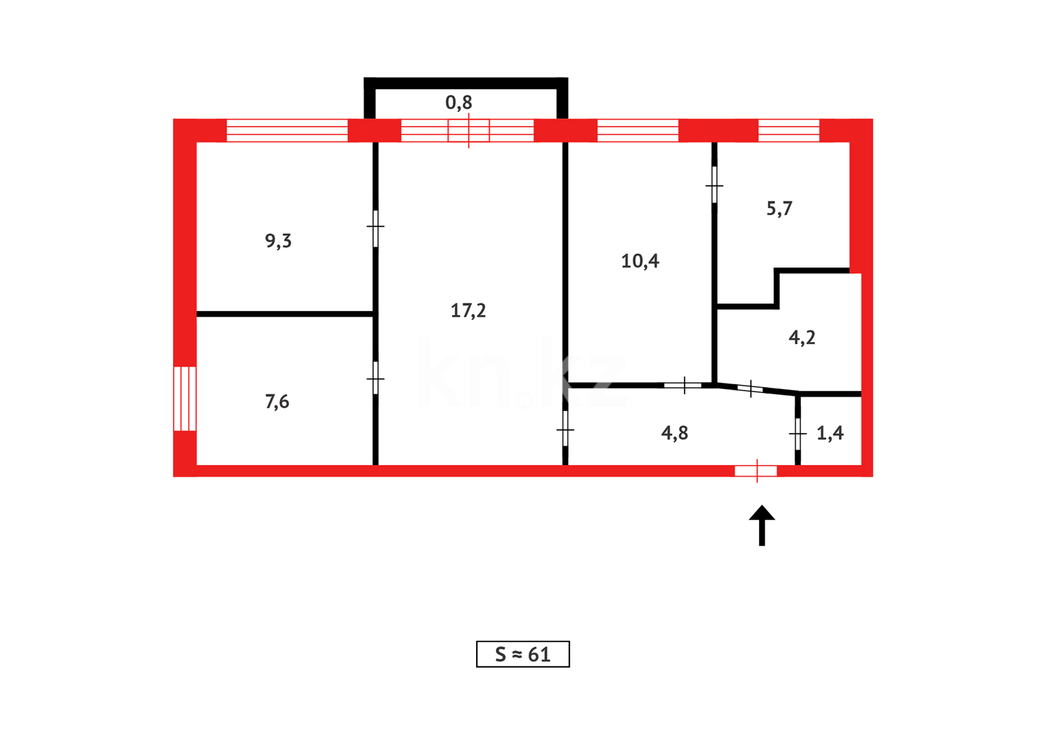 Продажа 4-комнатной квартиры, 61 м², мкр-н 7-й в Темиртау - фото 10