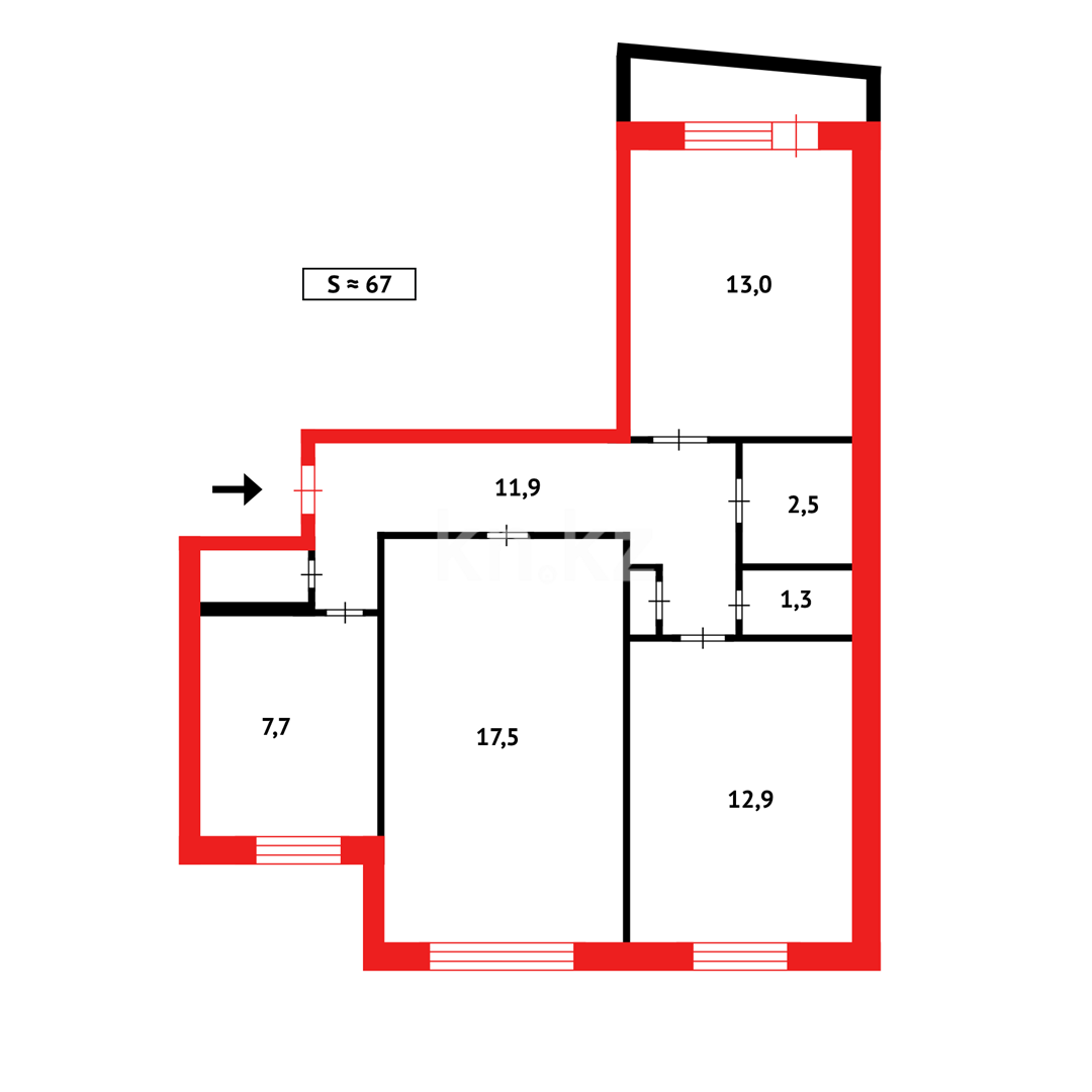 Продажа 3-комнатной квартиры, 68 м², 70 квартал - Продажа квартир в Темиртау фото 10 из 10